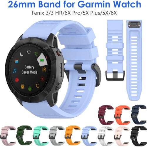 Fenix 6X Bands 26mm Easy-fit Soft Silicone Watch Band Strap for Fenix 6X Pro / Fenix 5X / Fenix 5X Plus/ Fenix 3 HR/ Descent MK1