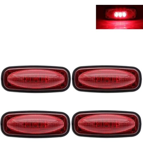 Fuleem 4PCS Red LED Side Marker Fender Lights Built-in 3 Diodes 12V For Pickup Camper Cab SUV Trailer Heavy Duty Truck