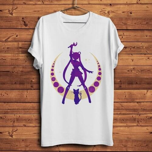 Kawaii crescent Sailor funny anime t shirt homme new white short sleeve men casual tshirt unisex Harajuku streetwear tee