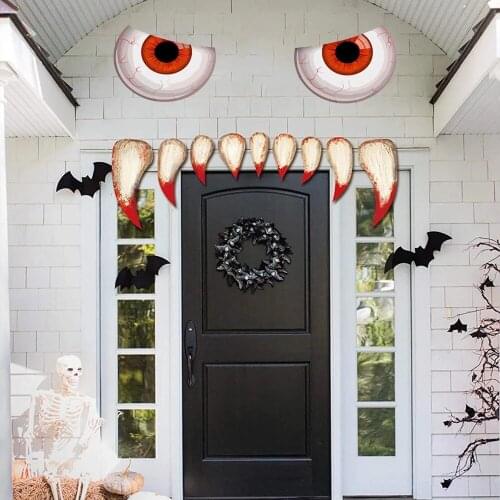 Halloween Horror Wall Stickers Monsters Eyes Tusks Claw 2021 Halloween Party DIY Decor Bar Room Garage Scary Decos Wallstickers
