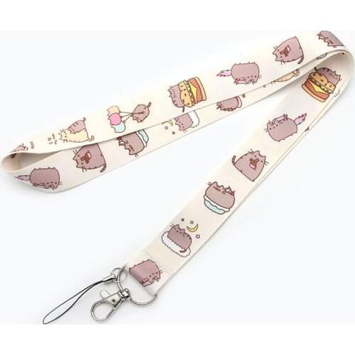 JF370 Cute Cat Cartoon Lanyards For keychain ID Card Pass Mobile Phone USB Badge Holder Hang Rope Lariat Lanyard