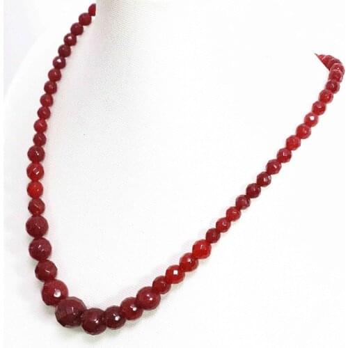 Classical red jades faceted round 6-14mm tower chalcedony stone women chain necklace gift weddings party jewelry 18inch B1493
