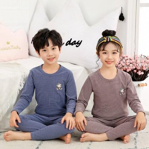 Two Piece Suit Thermal Underwear Autumn Children Sleepwear Baby Boy Pajamas Set Seamless Homewear Animal Girls Clothing Outfits