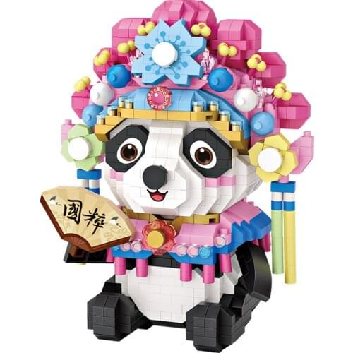LOZ Peking Opera Panda Micro Building Blocks Chinese Style Exquisite Cute Panda Assembled Model Bricks Figures Toys For Children
