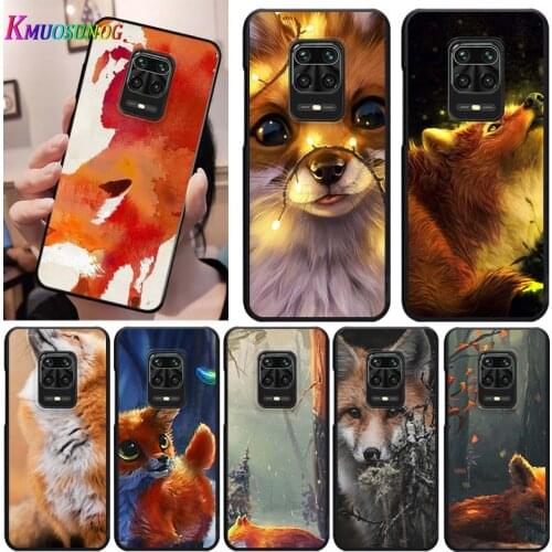 Cute Cartoon Animal Fox for Redmi K30i K30 9T K30T K30S K20 10X 9i 9AT 9A 9C 9 5G 4G Pro Ultra Prime Black Phone Case