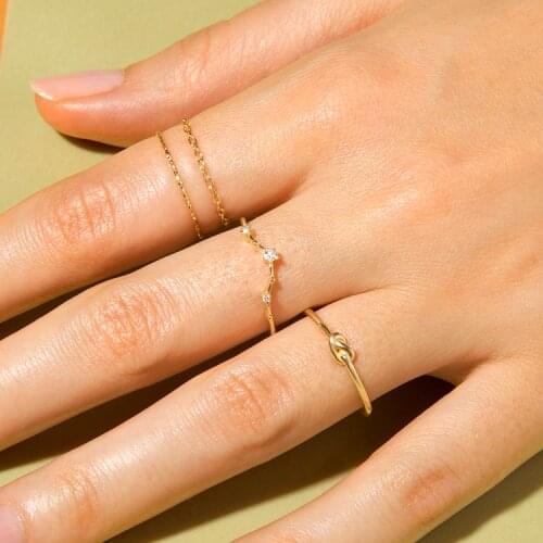 Minimal Delicate Gold Plated 925 Sterling Silver Rings For Girl Tiny Heart Simple Thin Finger Band 925