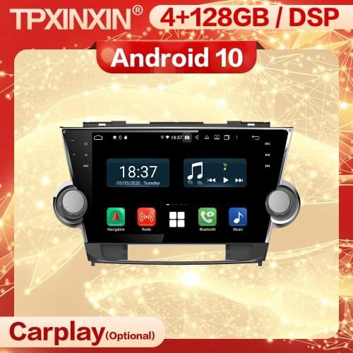 Carplay 2 Din Android Multimedia Stereo Receiver For Toyota Highlander 2011 2012 2013 2014 GPS Navi Radio Audio Player Head Unit