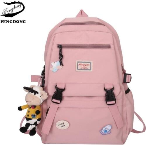 Harajuku Nylon Backpack Kawaii Girl School Bag Cute Daily Book Bags Simple Casual Lady Backpacks 2021
