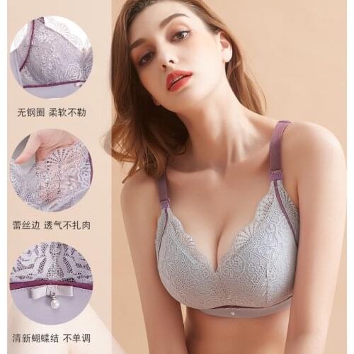 New Wireless Lace Maternity Nursing Bra Front Open Button Large Size Mother Feeding Bra Sexy Nursing Bras for Breastfeeding