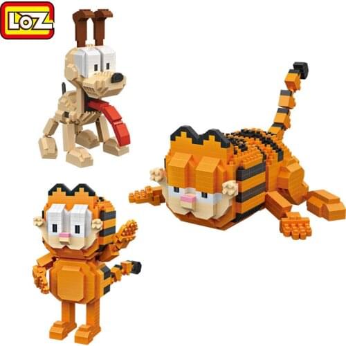 New LOZ Kawaii movie cartoon cat dog animal Odie Garfield plastic building blocks action figures educational toy 9757 9758 9759