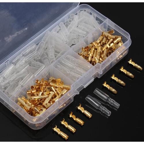 New High Quality 120Pcs / Box Brass Bullet 3.5mm Connector Terminals Male and Female with Cover Transparent plus Insulation Cap