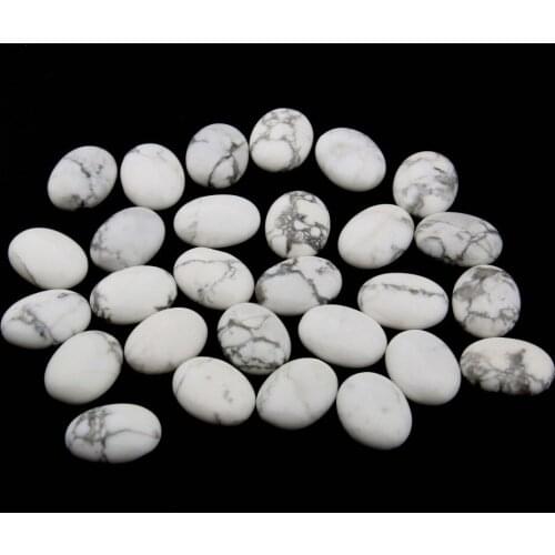 New Stone Cabochon Beads 10pcs Natural Stone White Turquoise No Hole Beads for Jewelry Making DIY Jewelry Loose Oval Shape Beads