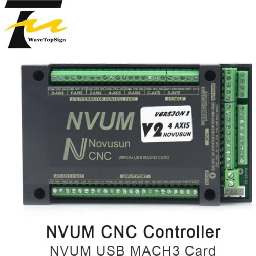 NVUM 4 Axis Mach3 USB Card 200KHz CNC router 3 4 6 Axis Motion Control Card Breakout Board for diy engraver machine with Cable