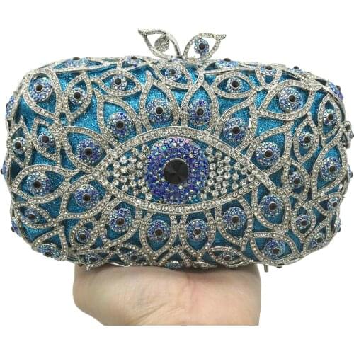 Wholesale ladies luxury crystal water drill Clutch Evening pack wedding party diamond eye Wallet