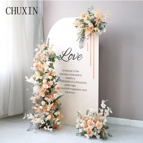 Champagne Powder Vintage Wedding Theme Floral Arrangement Arch Flower Stand Display Home Party Layout Backdrop Flowers Decor