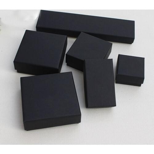 Jewelry box new 100pcs black color mixed size black big Kraft paper box For earring/ring /bracelet jewelry box box A1