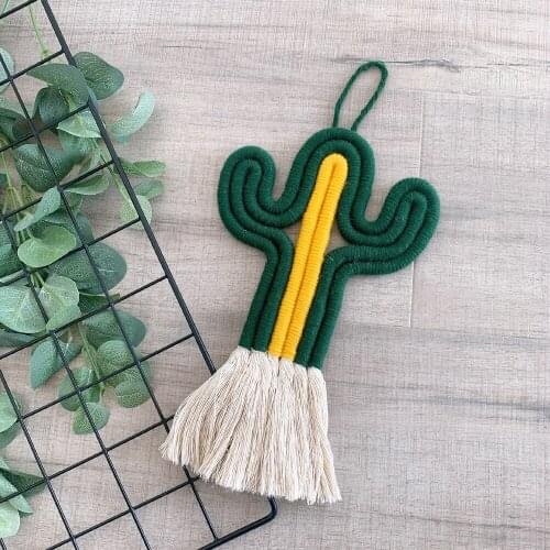 Nordic Home Kids Room Hand Woven Cactus Cotton Rope Wall Hanging Decoratives for Bedroom Balcony Book Room Wall Decor