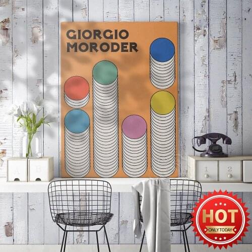 Giorgio Moroder Rock Musician Art Poster, Vintage Art Solid Geometry Pattern Mural, Coffee Shop Living Room Decor Wall Picture