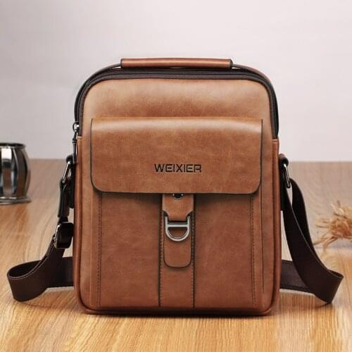 Business Mens Handbag Vintage Solid Color Crossbody Bags New Fashion PU Leather Messenger Bags Designer Man Bag for Gift