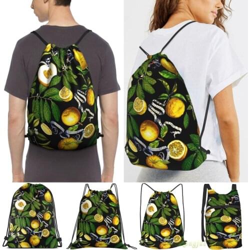 Unisex Drawstring Bags Lemon Tree - Black Women Drawstring Backpacks Men Outdoor Travel Backpacks Training Fitness Bag