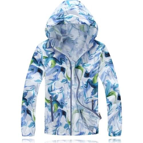 Outdoor Gradient Print Running Jackets Ultrathin Women Men Couple Sports Jackets Hooded Cardigan Quick Dry Sun-Protective Jacket