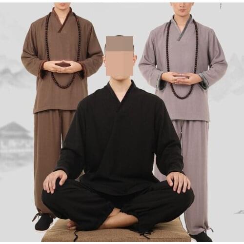 Unisex high quality Winter&Autumn warm cotton&linen lay zen clothing hanfu yoga meditation suits shaolin monk kung fu unifroms