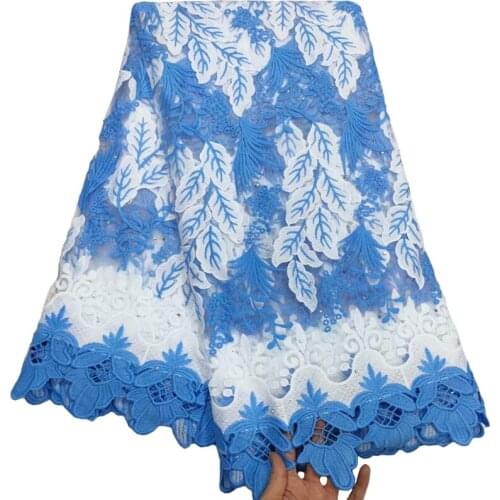 High Quality African Nigerian Tulle Lace Fabric Embroidery Milk Silk Voile Cord French Dress Prom Party Gown 2.5yards