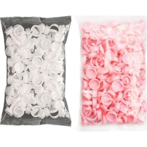YCXMSCILS 100pcs Set Disposable Plastic Eyelash Extension Glue Rings Eyelash Extension Glue Holder Holder Glue Container