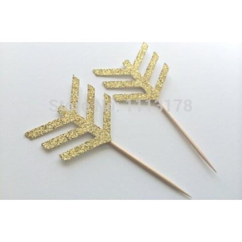 Gold Glitter Arrow Toppers. Food Sandwich Pick. Wedding or Engagement Party Cupcake Topper