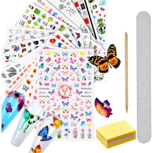 1 Set 3D Nail Slider Flower Sticker Decals Adhesive Manicure Tips Nail Art Professional Suit