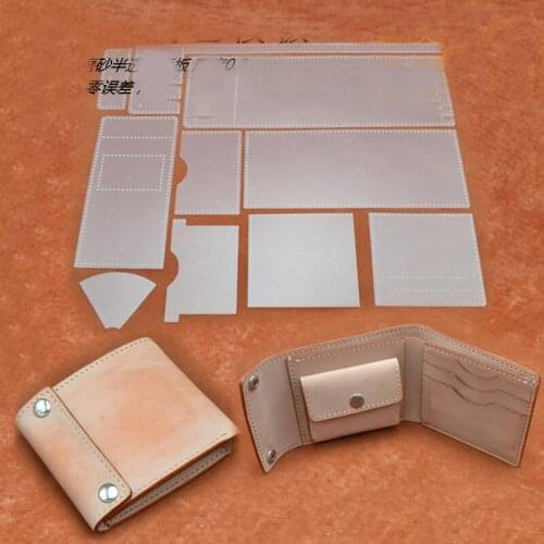 1 Set Durable Pvc Template Sewing Pattern for DIY Folded Small Leather Wallet Handmade Leather Craft Accessories