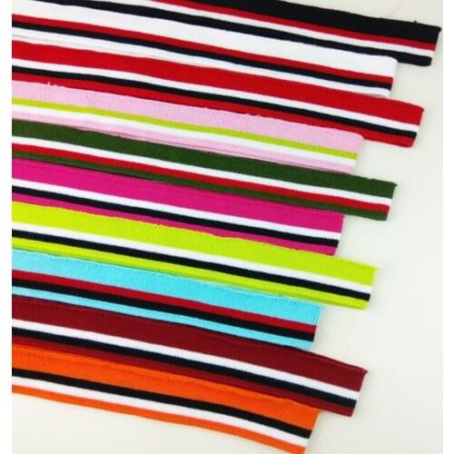 1pcs Colorful Stripe Rib Fabric DIY Knitted Cloth Accessories Collar Cuffs Hem Bottom Collar Draw Texturing Fashion Design