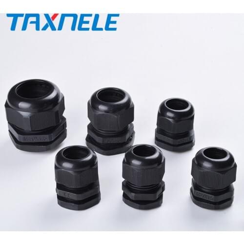 10 PCS M12 M16 M18 M20 M22 M24 Black nylon Cable Glands Joints IP68 plastic Cable fixed head