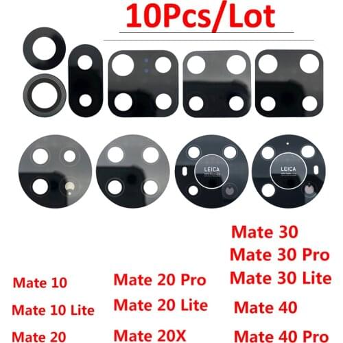 10Pcs, Original New Rear Back Camera Glass Lens For Huawei Mate 30 10 Lite Mate 20 40 Pro 20X 9 With Sticker Replacement Parts