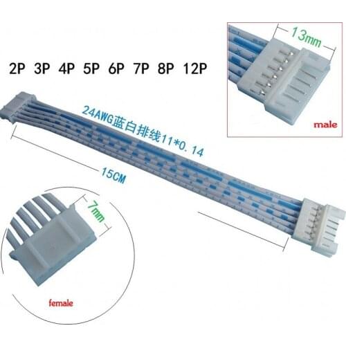 10pcs PH2.0 male to female extension cable blue and white cable 15CM 2P3P4P5P6P7P8P12P