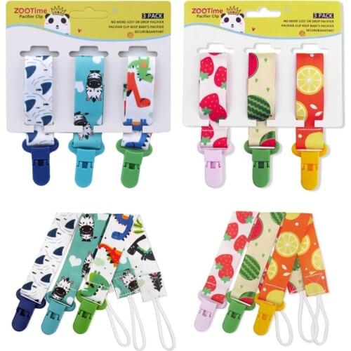 3 Pcs/Set Baby Pacifier Clip Pacifier Chain Dummy Clip Nipple Holder for Baby Cartoon Print Child Pacifier Clips Soother Holder