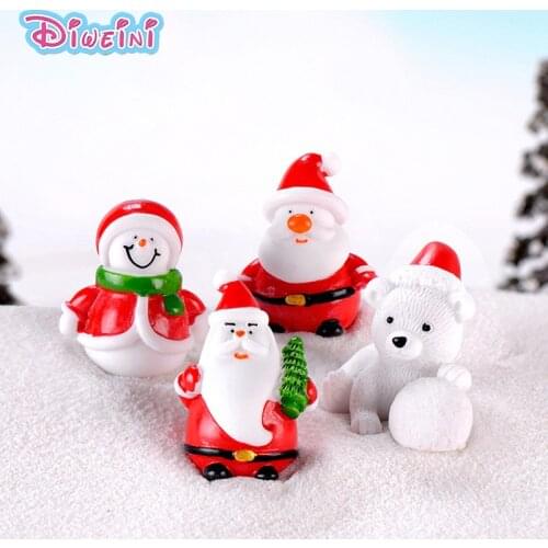 3pcs Christmas Sant Claus Snowman Bear action Figures Miniature Figurine Fairy home Garden Wedding Doll Decoration Girl toy gift