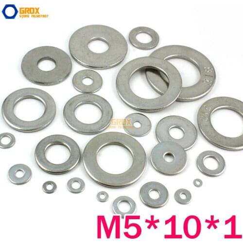 300 Pieces M5*10*1mm 316 Stainless Steel Flat Washer Marine Grade