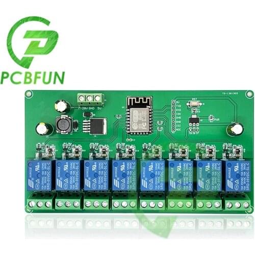 DC 5V/7-28V Power Supply ESP8266 8 way Relay Module ESP-12F WiFi Development Board 4M Byte Flash for Arduino IDE AC 250V DC 30V