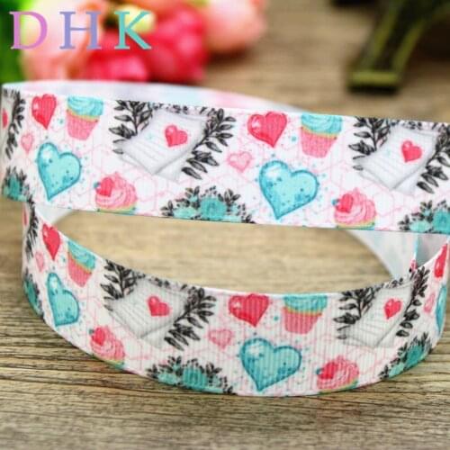 DHK 50yards valentine printed grosgrain Ribbon Accessory hairbow headwear DIY decoration Wholesale OEM S958