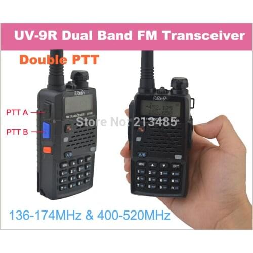 Double PTT Dual Band 400-520MHz & 136-174MHz FM Portable Two-way Radio with Flash light