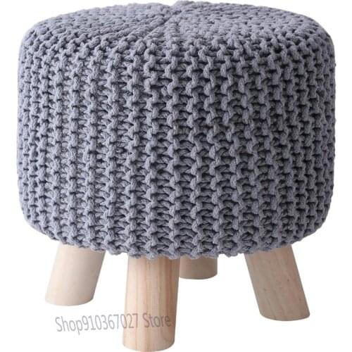 26 Color Cotton Woven Small Round Stool Handmade Knitted Childrens Stool Household Shoe Changing Stool Low Stool