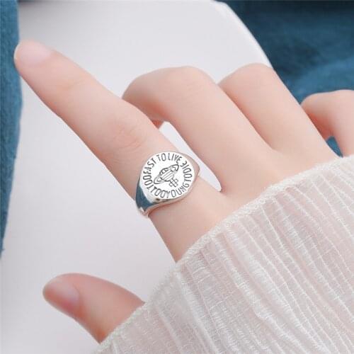 Retro Punk Simple Style Opening Saturn Rings For Women Men Fashion Rock Carved Adjustable Ring Famale Party Jewelry Gifts Alien