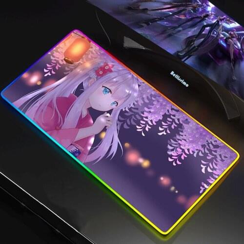 Anime Izumi Sagiri Rgb Xxl Mouse Pad XL Mause Pad Gamer Backlit Mat Keyboards Computer Peripherals LED Mausepad Deskmat Play Mat