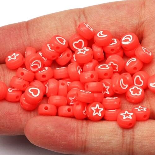 4x7mm Round Mix Star/Heart/Moon Acrylic Beads 100-500pcs Loose Spacer Beads For Jewelry Making DIY Necklace Bracelet Accessories