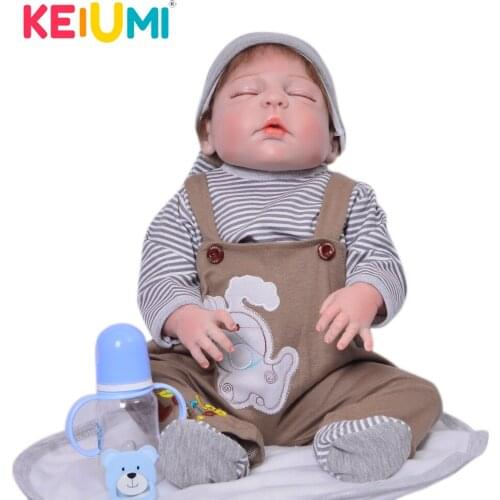 Lifesiz 23 Inch Baby Reborn Boy Full Silicone Body Asleep Mohair Reborn Dolls Lovely Kids Playmates Baby Girl Birthday Gifts