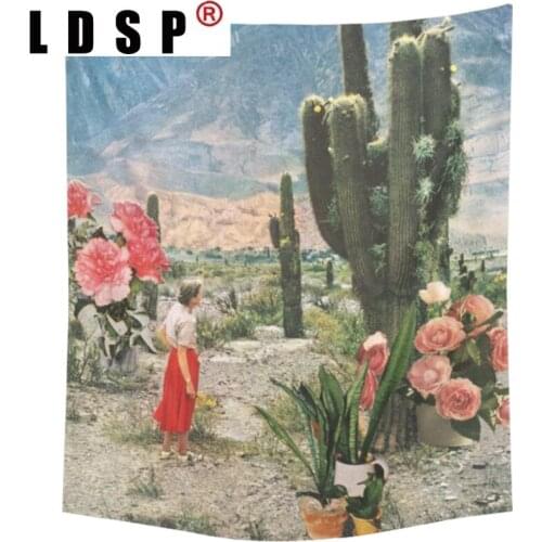 LDSP Tropical Plants Cactus Girls Boho Tapestry Wall Hanging Rug Background Cloth Beach Mat Blanket Art Bedroom Dorm Home Decor