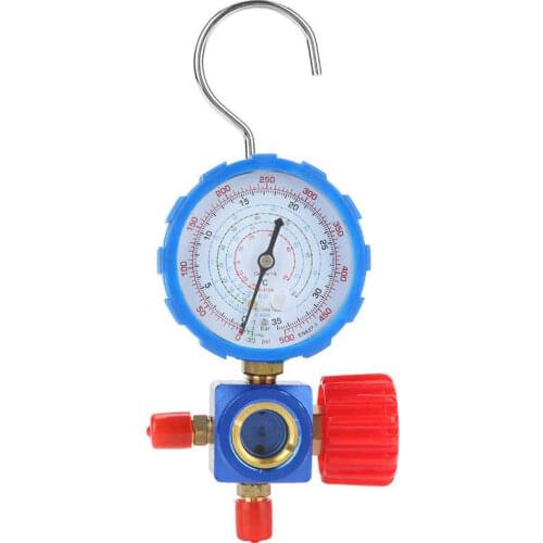 500PSI Refrigerant Manifold Gauge Manometer Valve Presure Gauge Air Condition Tool with Visual Mirror for R12 R502 R22 R410