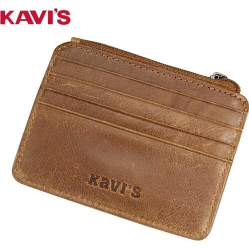Genuine Leather Mens Card Holder Crazy Horse Leather Man Credit Card Holders Kavis Multi-card Slots Male Leather Coin Purse