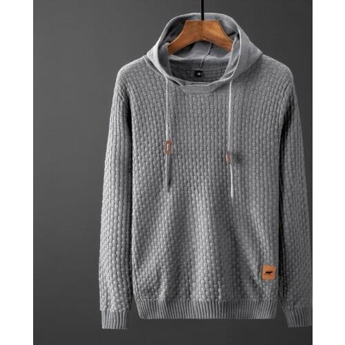 2021 classic Fashion Men Casual Pullover Fashionable Hooded Computer Knitted Thick Sweater Size S M L XL XXL